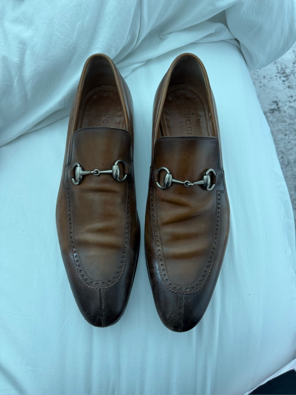 Gucci Brown Leather Horsebit Slip-On Loafers